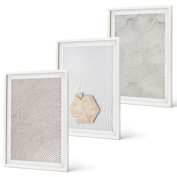Set de 3 cuadros para salón Texturas de arena boho ligeras