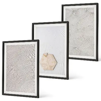 Set de 3 cuadros para salón con diseño de texturas de arena estilo boho