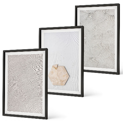 Set de 3 cuadros para salón Texturas de arena boho ligeras