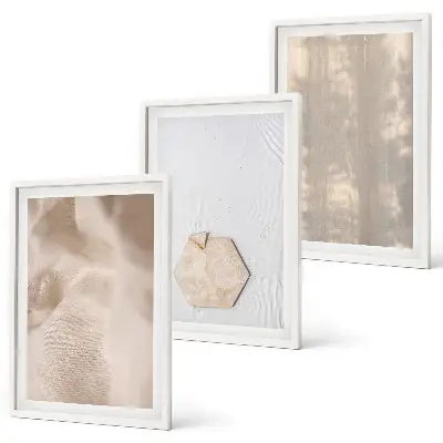 Set de 3 cuadros para salón con texturas sutiles de estilo bohemio