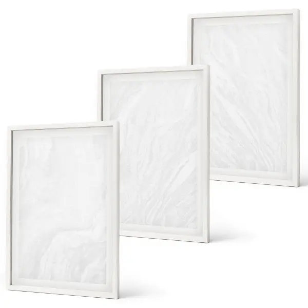 Set de 3 cuadros para salón con elegante estructura de mármol