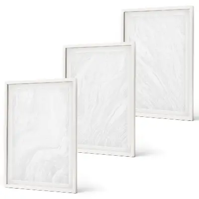 Set de 3 cuadros para salón con elegante estructura de mármol