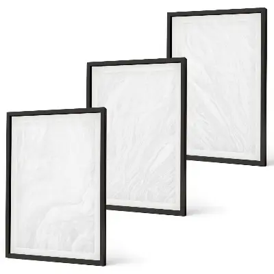 Set de 3 cuadros para salón con elegante estructura de mármol