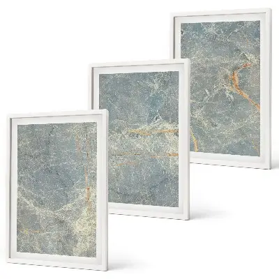 Juego de 3 cuadros de piedra decorativa de mármol verde 