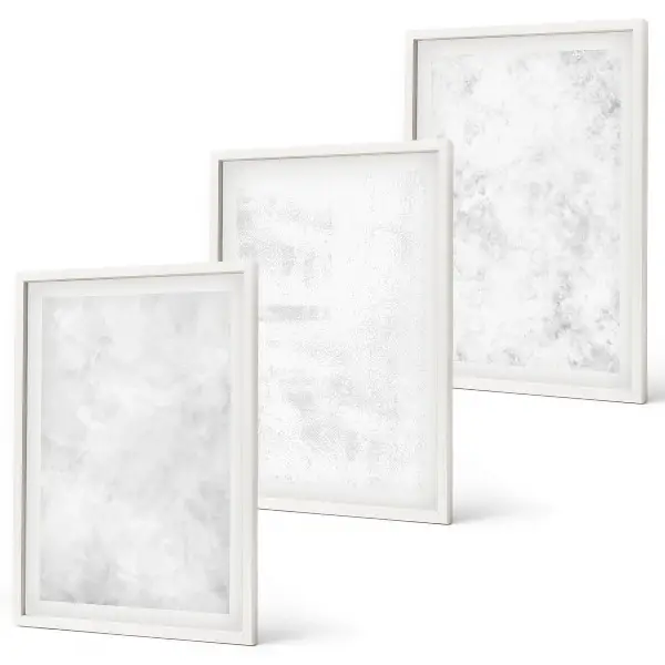 Set de 3 cuadros para salón diseño con fondo minimalista y puntos blancos
