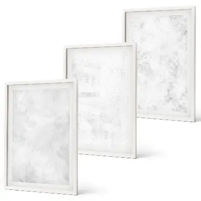 Set de 3 cuadros para salón diseño con fondo minimalista y puntos blancos