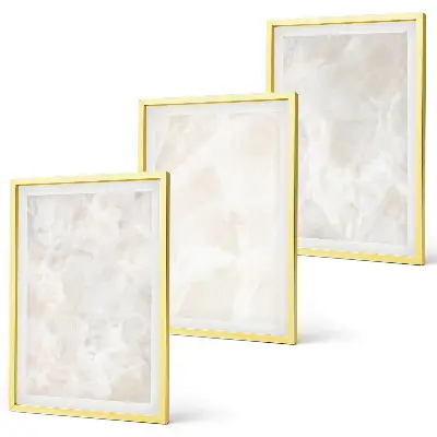 Juego de 3 cuadros con diseño de estructuras de mármol en tonos pastel