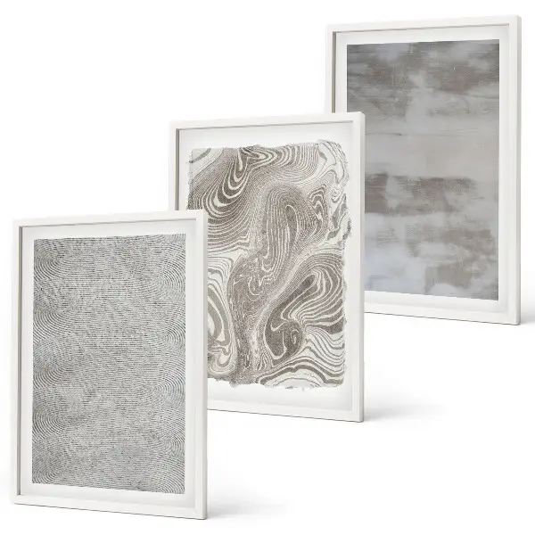 Set de 3 cuadros para salón con patrones abstractos industriales