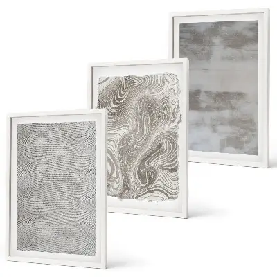 Set de 3 cuadros para salón con patrones abstractos industriales