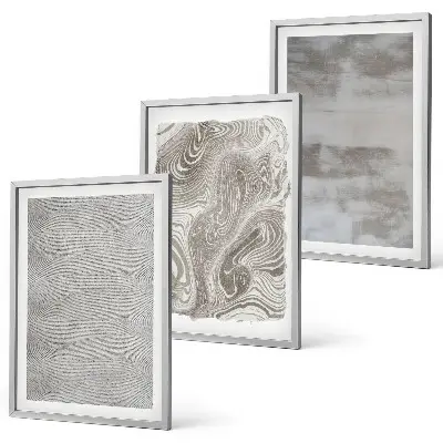 Set de 3 cuadros para salón con patrones abstractos industriales