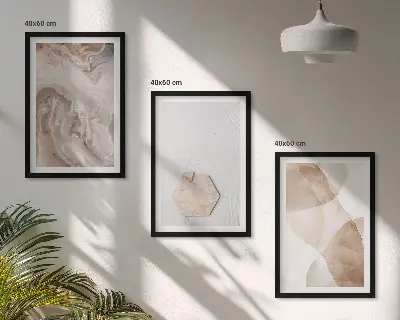 Set de 3 cuadros para salón con diseño de abstracción de la naturaleza