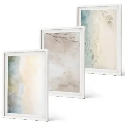 Set de 3 cuadros para salón con diseño de cartulinas delicadas para acuarela