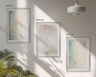 Set de 3 cuadros para salón con diseño de cartulinas delicadas para acuarela