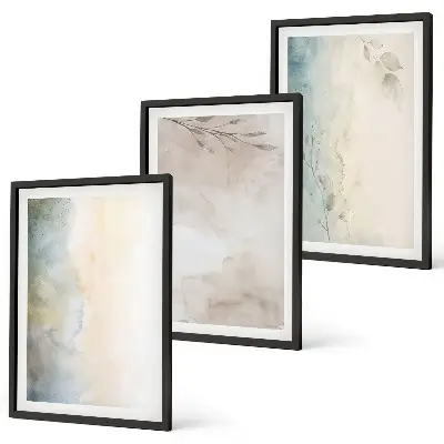Set de 3 cuadros para salón con diseño de cartulinas delicadas para acuarela