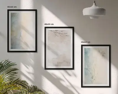 Set de 3 cuadros para salón con diseño de cartulinas delicadas para acuarela