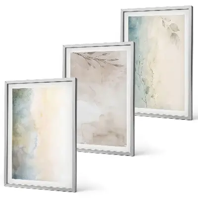 Set de 3 cuadros para salón con diseño de cartulinas delicadas para acuarela