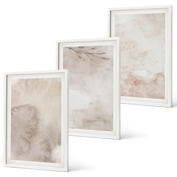 Juego de 3 cuadros Pinturas de acuarela estilo boho derramadas