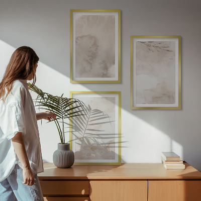 Juego de 3 cuadros Pinturas de acuarela estilo boho derramadas