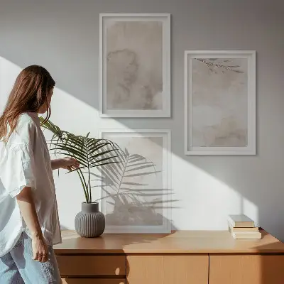 Juego de 3 cuadros con diseños de pinturas de acuarela estilo boho