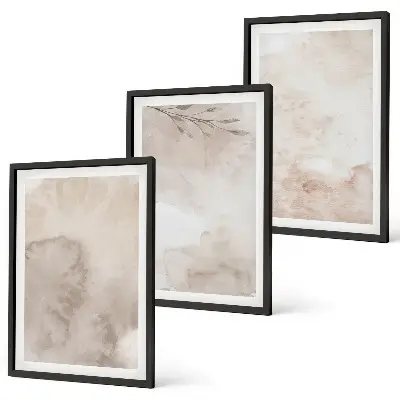 Juego de 3 cuadros con diseños de pinturas de acuarela estilo boho