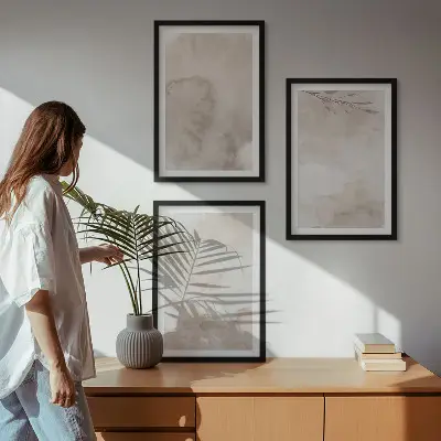 Juego de 3 cuadros con diseños de pinturas de acuarela estilo boho