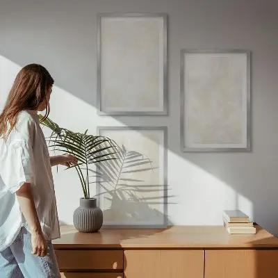 Set de 3 cuadros para salón con diseño de pintura de textura brillante