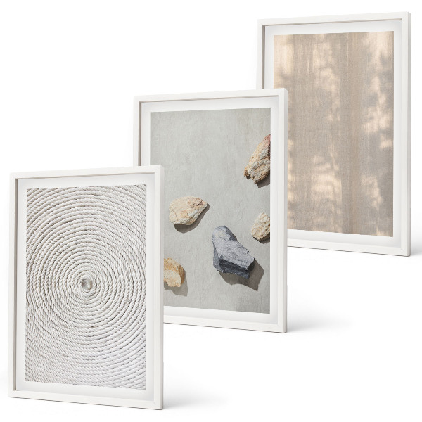 Set de 3 cuadros para salón Estructuras con texturas naturales de estilo bohemio