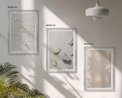 Set de 3 cuadros para salón con estructuras de texturas naturales en estilo bohemio