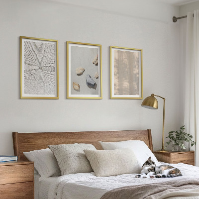 Set de 3 cuadros para salón Estructuras con texturas naturales de estilo bohemio
