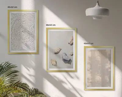 Set de 3 cuadros para salón con estructuras de texturas naturales en estilo bohemio