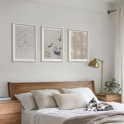 Set de 3 cuadros para salón Estructuras con texturas naturales de estilo bohemio