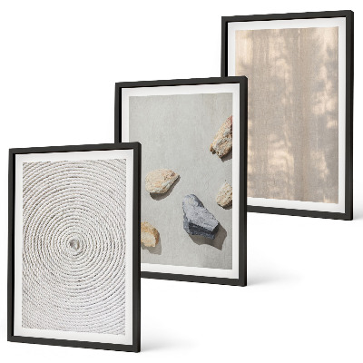 Set de 3 cuadros para salón Estructuras con texturas naturales de estilo bohemio