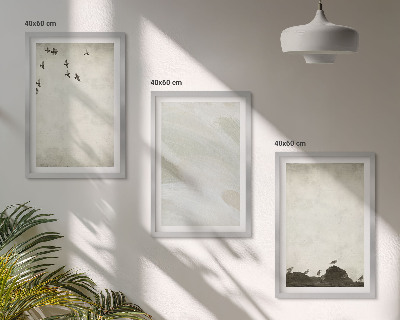 Set de 3 cuadros para salón Pájaros, rocas, pinceladas, decoraciones