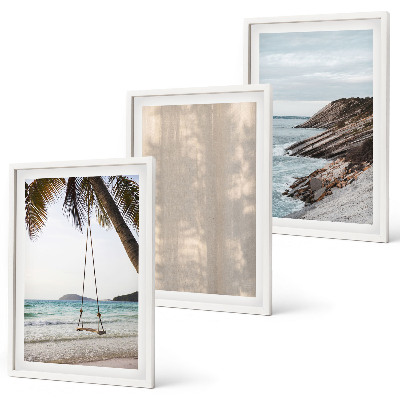 Juego de 3 cuadros Vistas de la playa en verano