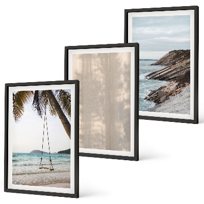 Juego de 3 cuadros Vistas de la playa en verano