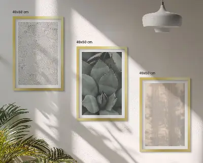 Set de 3 cuadros decorativos para salón con diseño de texturas tropicales de verano