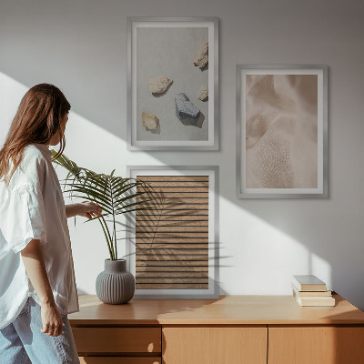 Juego de 3 cuadros Texturas de tela de madera y piedras