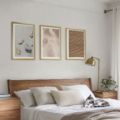 Juego de 3 cuadros Texturas de tela de madera y piedras