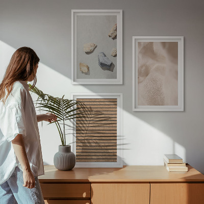 Juego de 3 cuadros Texturas de tela de madera y piedras