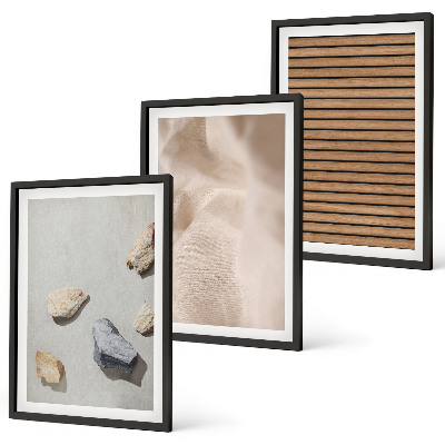 Juego de 3 cuadros Texturas de tela de madera y piedras