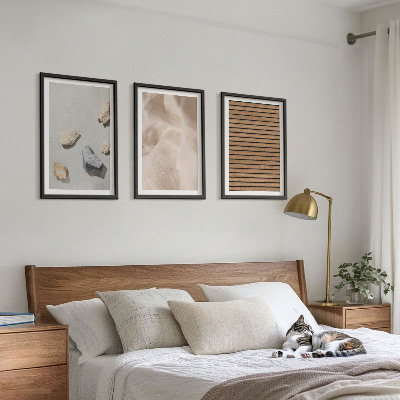 Juego de 3 cuadros Texturas de tela de madera y piedras