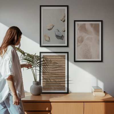 Juego de 3 cuadros Texturas de tela de madera y piedras