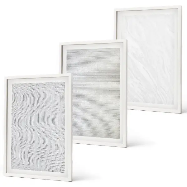 Set de 3 cuadros para salón con estructuras de patrones de arena brillante