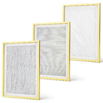 Set de 3 cuadros para salón con estructuras de patrones de arena brillante