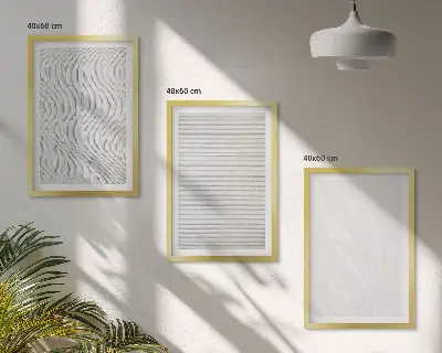 Set de 3 cuadros para salón con estructuras de patrones de arena brillante