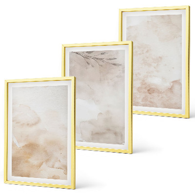 Juego de 3 cuadros hojas de acuarela en tonos pastel