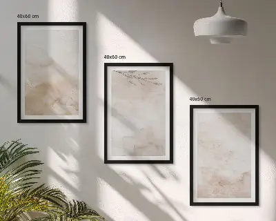 Juego de 3 cuadros con diseño de hojas de acuarela en tonos pastel