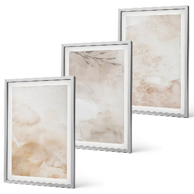 Juego de 3 cuadros hojas de acuarela en tonos pastel