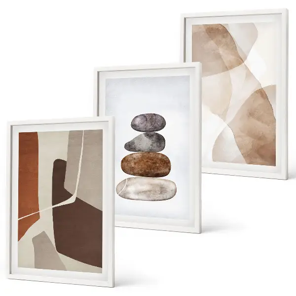 Set de 3 cuadros abstractos modernos para salón