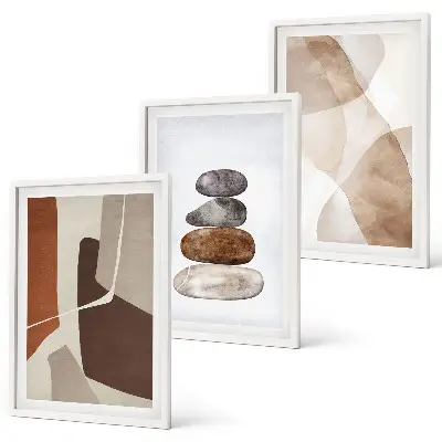 Set de 3 cuadros abstractos modernos para salón